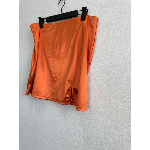 NWT Women's Orange Satin Bodycon Mini Skirt XL - Picture 8 of 8